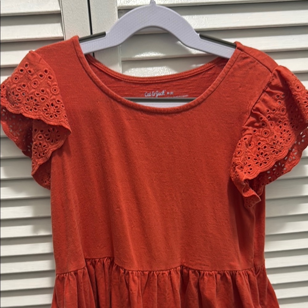 Cat & Jack Brown and Orange Flutter Sleeve Sundress